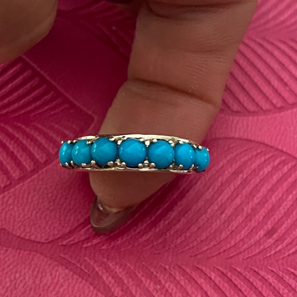 Sterling silver 925 STS Robin's egg blue turquoise band ring SZ 9